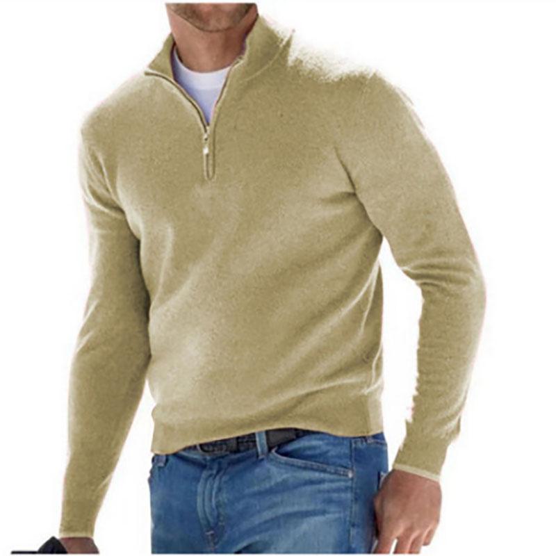 Otoño Invierno Ropa Deportiva para Hombre Jersey Cálido Color Sólido Media Cremallera Suéter Casual Slim Cuello en V Manga Larga Sudaderas Top Abrigo Base para Hombre