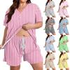 Damen Plus Size Lockeres Kurzarm-Oberteil mit Aufdruck und Shorts Set - Lässiges Rundhals-Outfit