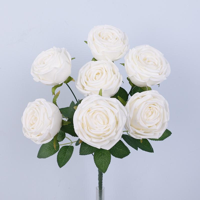 

High-end wedding rose simulation flower 7-head princess handle bouquet fake flower silk cloth