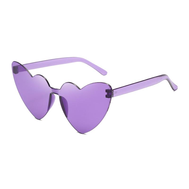 Amazon Thin Peach Heart Sunglasses Jelly Color Rimless Heart-Shaped One-Piece Glasses Candy Color Love Sunglasses