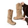2025 New Sense Design Retro Versatile But Knee Boots Women's Inner Height Increase and Thin Pleated Knight Boots