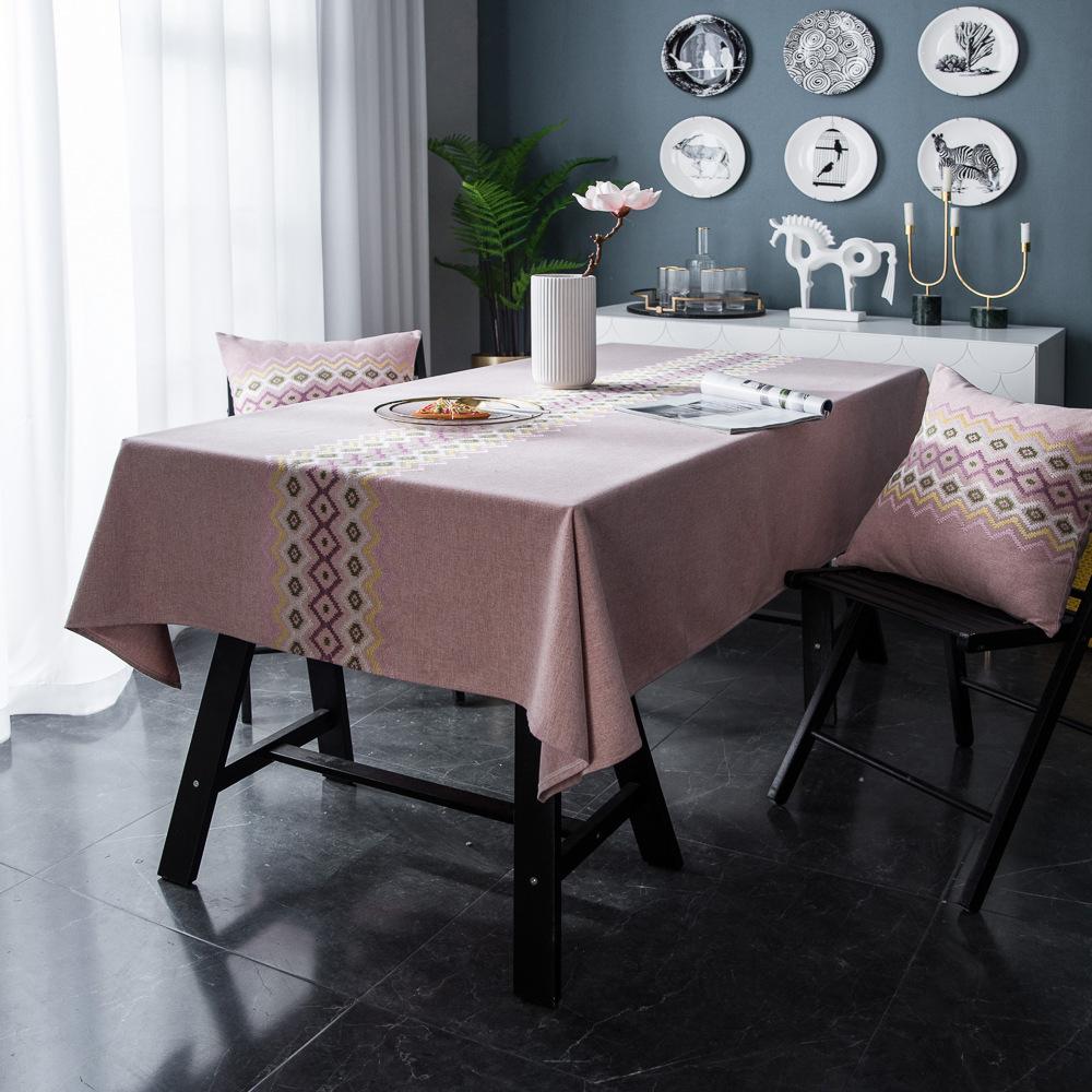 Home Textile Tablecloth Solid Color Jacquard Kitchen Tabletop Fringed Decorative Party Table Cloth