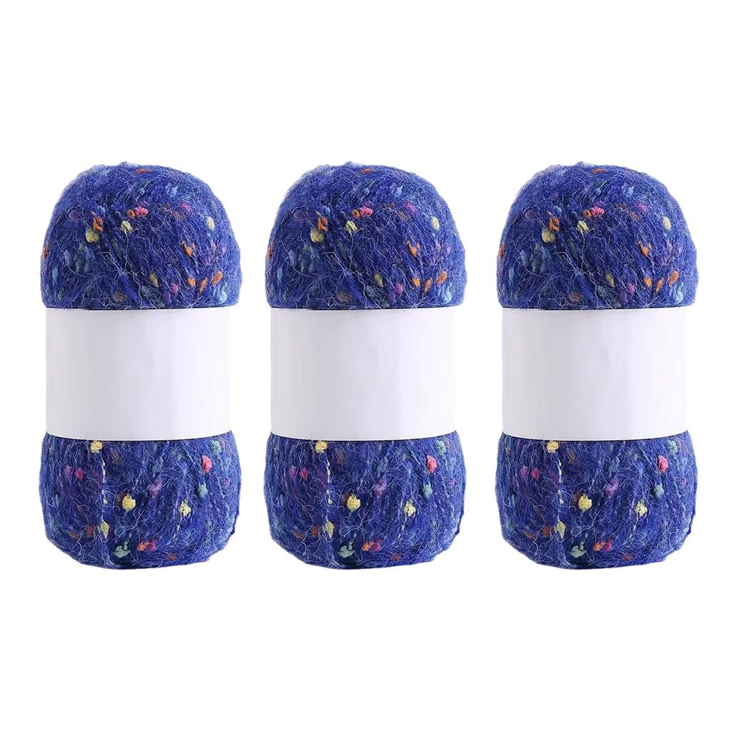 3 Rolls Comfortable Crochet Thread Rainbow Color Dot Mohair Yarn Hand Knitting Yarn Soft Yarn for Hat Blankets Scarves