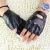 Leather Half-Finger Gloves Fashion Unisex Fitness Driver Driving Single-Layer Unlined Hollow Short Motorcycle Riding Gloves