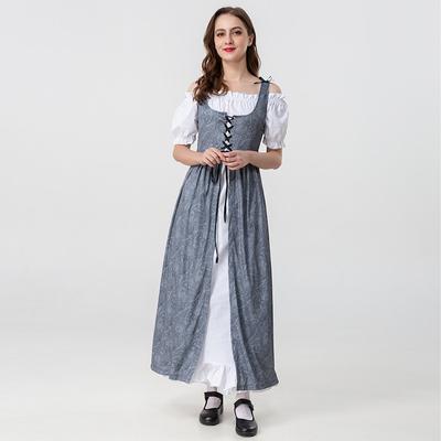 Vintage Muse Sexy Neues Mittelalterliches Irisches Kleidung Schulterfrei Träger Taille Spleißmuster Kleid