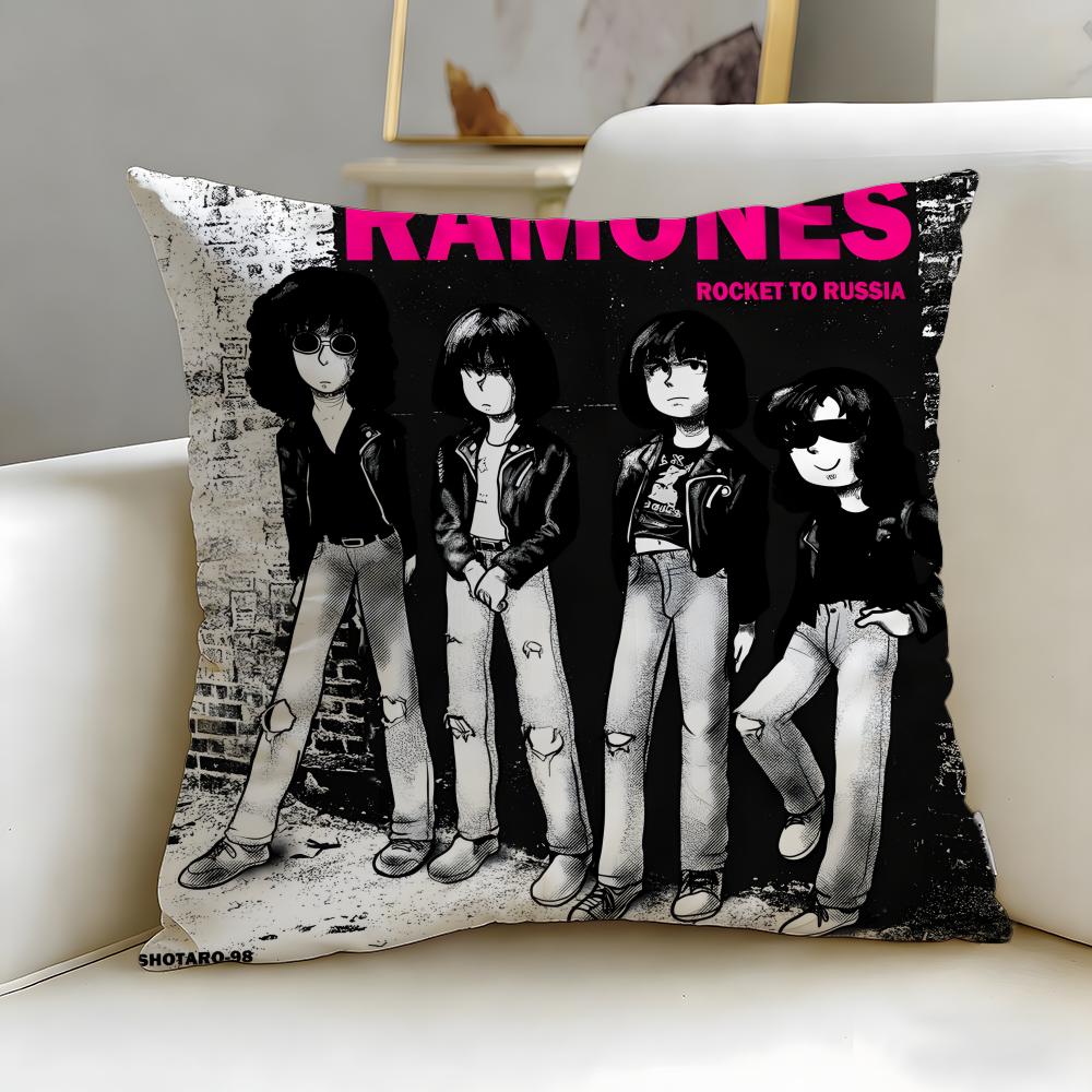 classic band Ramones Cushion Cover Soft & Easy-Wash Pillow Case – Versatile for Couch, Bed, Travel and Office