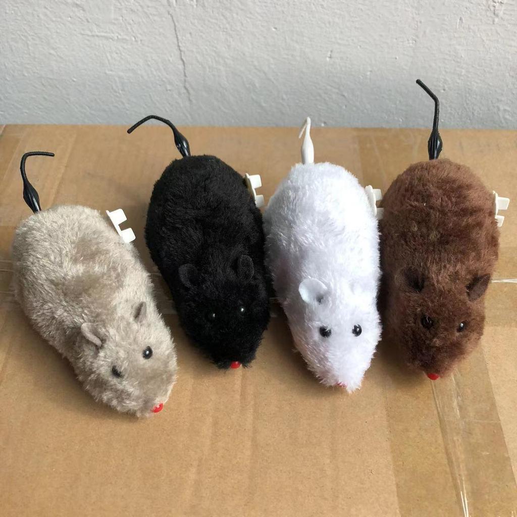 4-Color Interactive Cat Teasing Plush Mouse with Wagging Tail