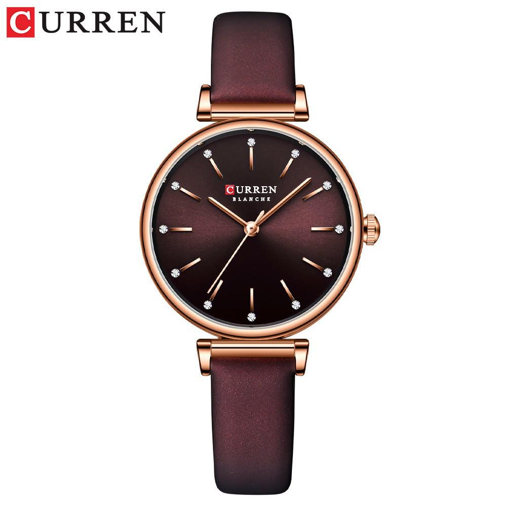 CURREN 9081 Women s Fashion Wristwatch - Trendy Youthful Leather Strap Design фиолетовый