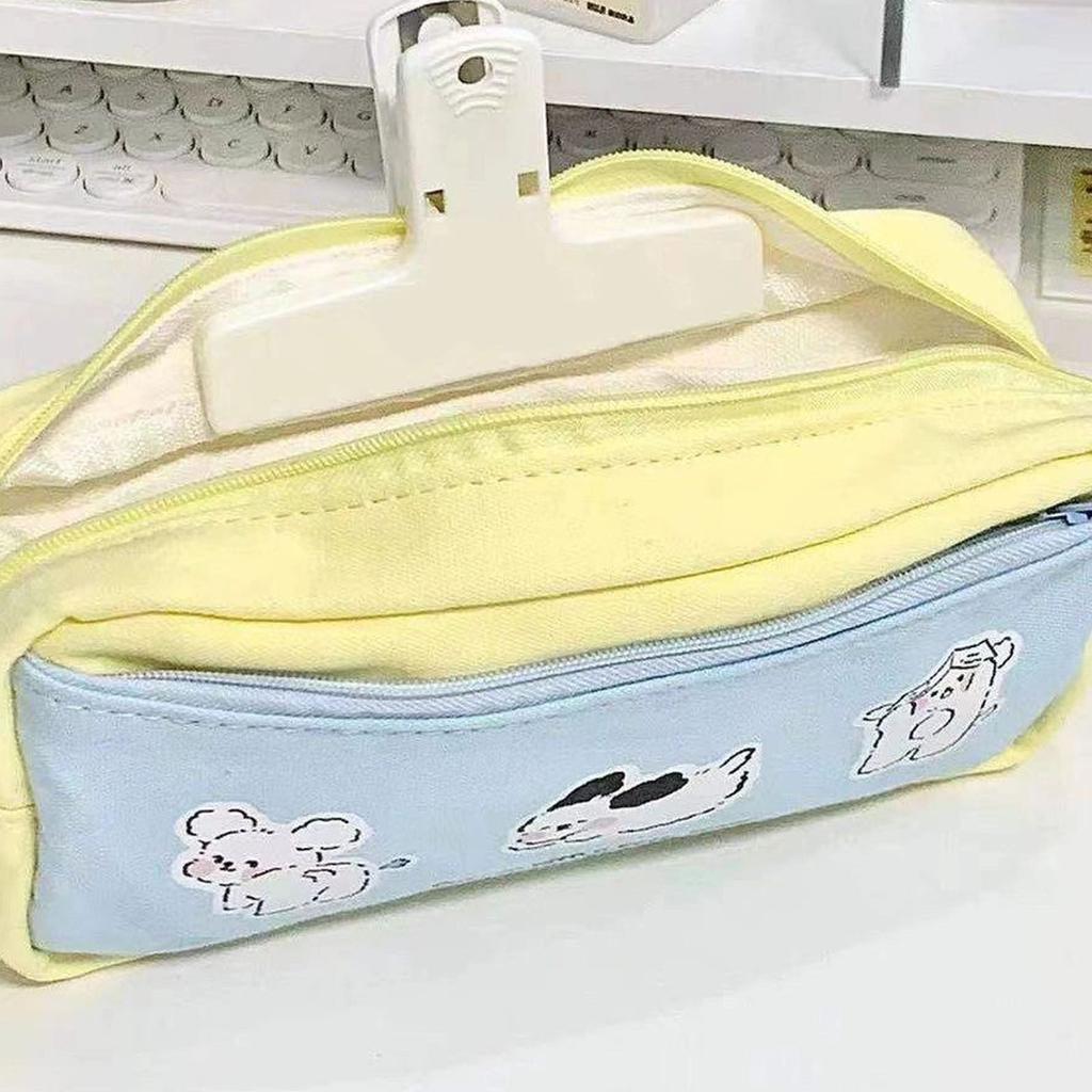 Large Pencil Case Multipurpose Cute High Capacity Multi Compartments Portable Canvas Pencil Pouch for School Home