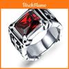 Cool Fashion Vintage Red Onyx Thor Men's Stainless Steel Ring With Gothic Style