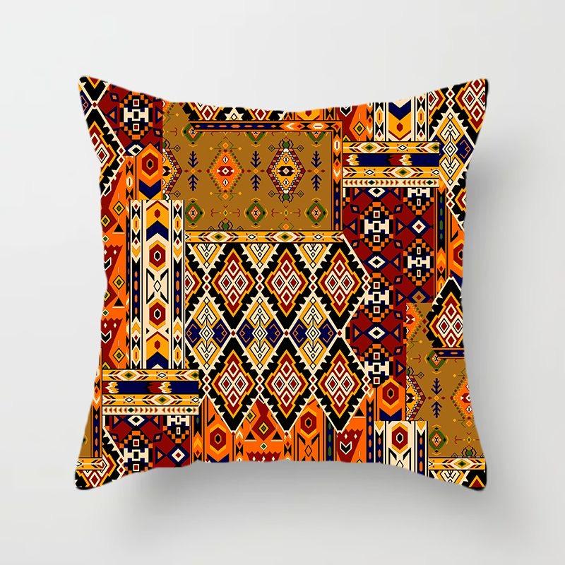 Ethnisch Stil Muster Quadrat Polyester Kissenbezug Sofa Wohnzimmer Dekorative Kissenhülle Schlafzimmer Nachttisch Kissenbezug