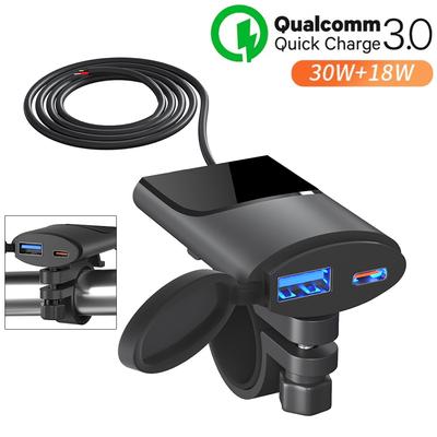 PD+QC3.0 Fast Charge Motorcycle Handlebar Mobile Phone Charger Waterproof Vehicle-Mounted USB 12V Power Supply Adapter Universal