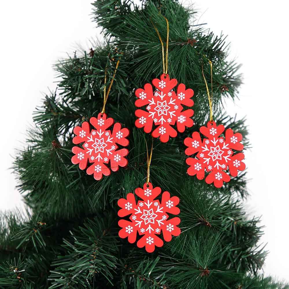 Graceful Wooden Christmas Tree Decorations Including Snowflakes And Star Ornaments