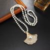 Korean Fashion Flower Sweater Chain Necklace - Autumn/Winter Women's High-End Cat's Eye Camellia Pendant.