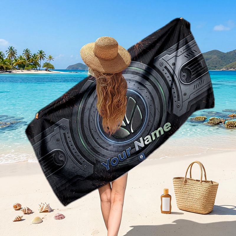 New Holland Customized Name Text Beach Towel, Soft Absorbent Towel Beach Pool Travel Personal Gift