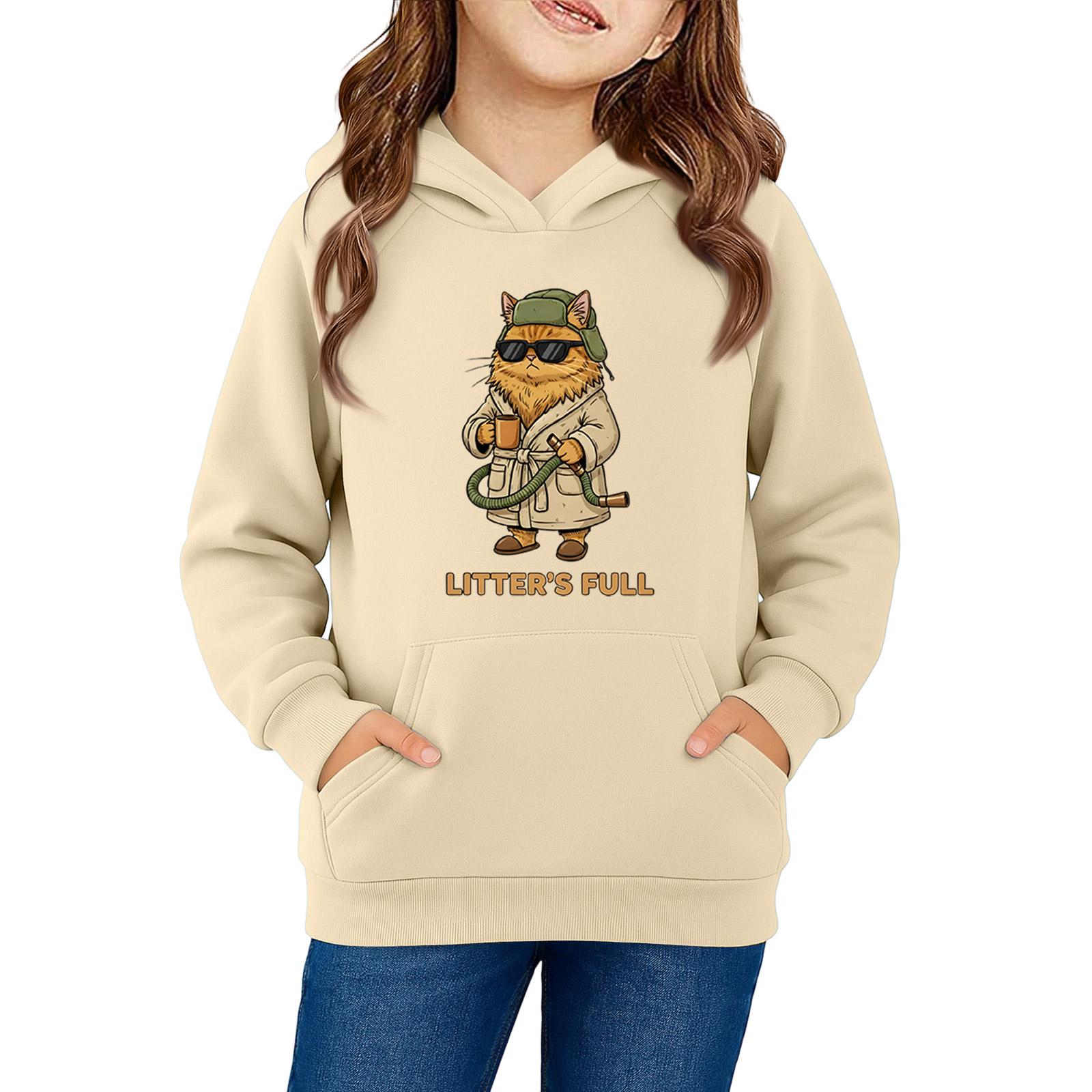 

Толстовки для девочек-подростков, толстовки с длинным рукавом, пуловер с завязками, симпатичная толстовка большого размера 140 бежевый