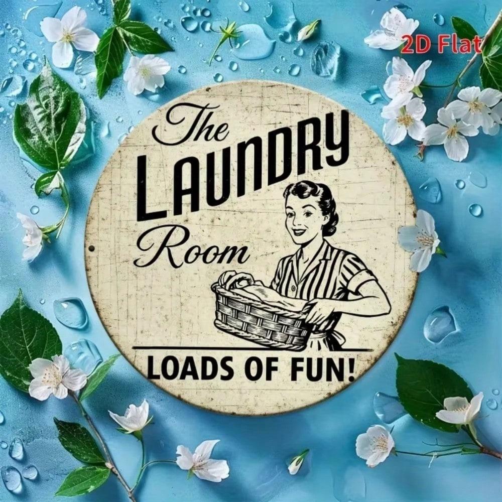 Rustic Aluminum Laundry Wall Sign Fun Humorous Woman Design 2D Metal Decor For Home