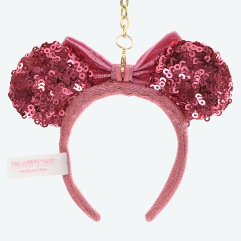 Minnie Mouse Sequin Headband Tokyo Disney Resort Pink Keychain, Exclusive,