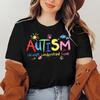 Autism Awareness Im April We Wear Blue Casual TShirt Soft Elastane Blend Crew Neck Short Sleeve Womens Spring Tops