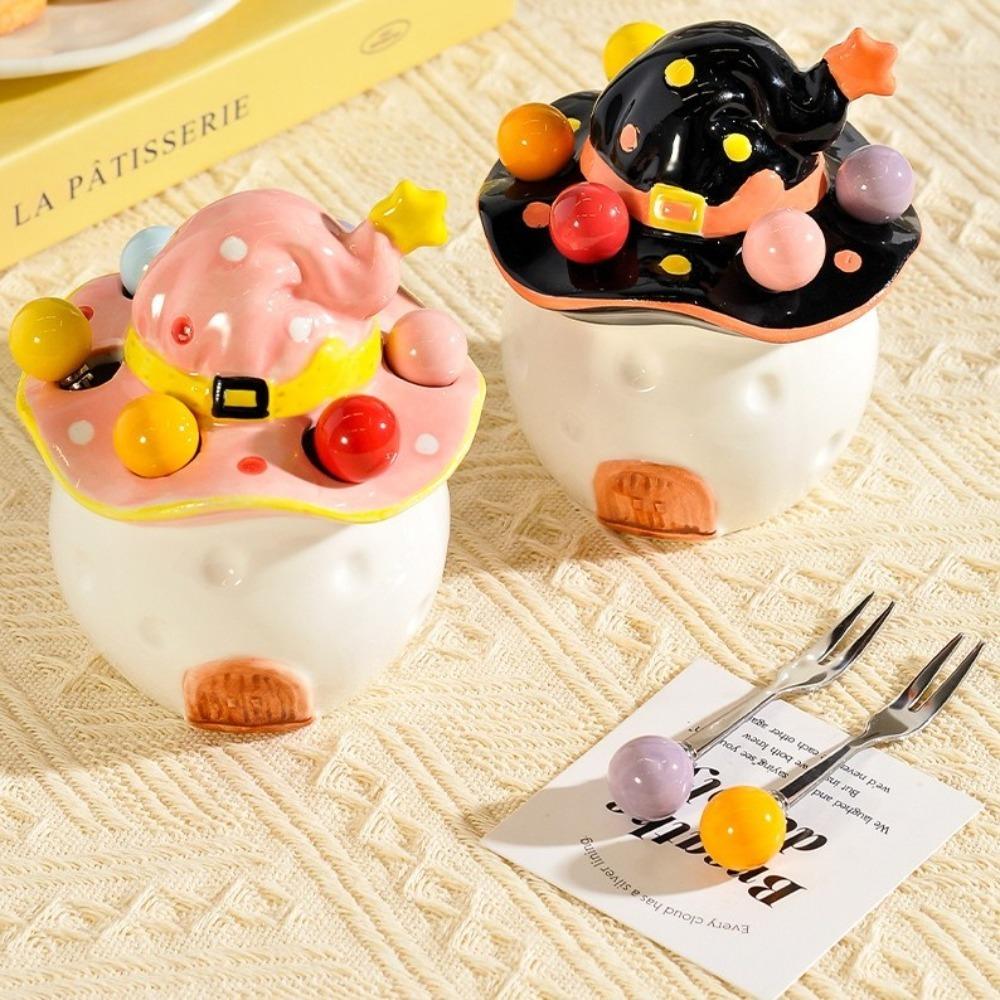 Magic House Shape Dessert Cake Fork Ceramic Salad Fork Creative Home Safety Fork  Picnic