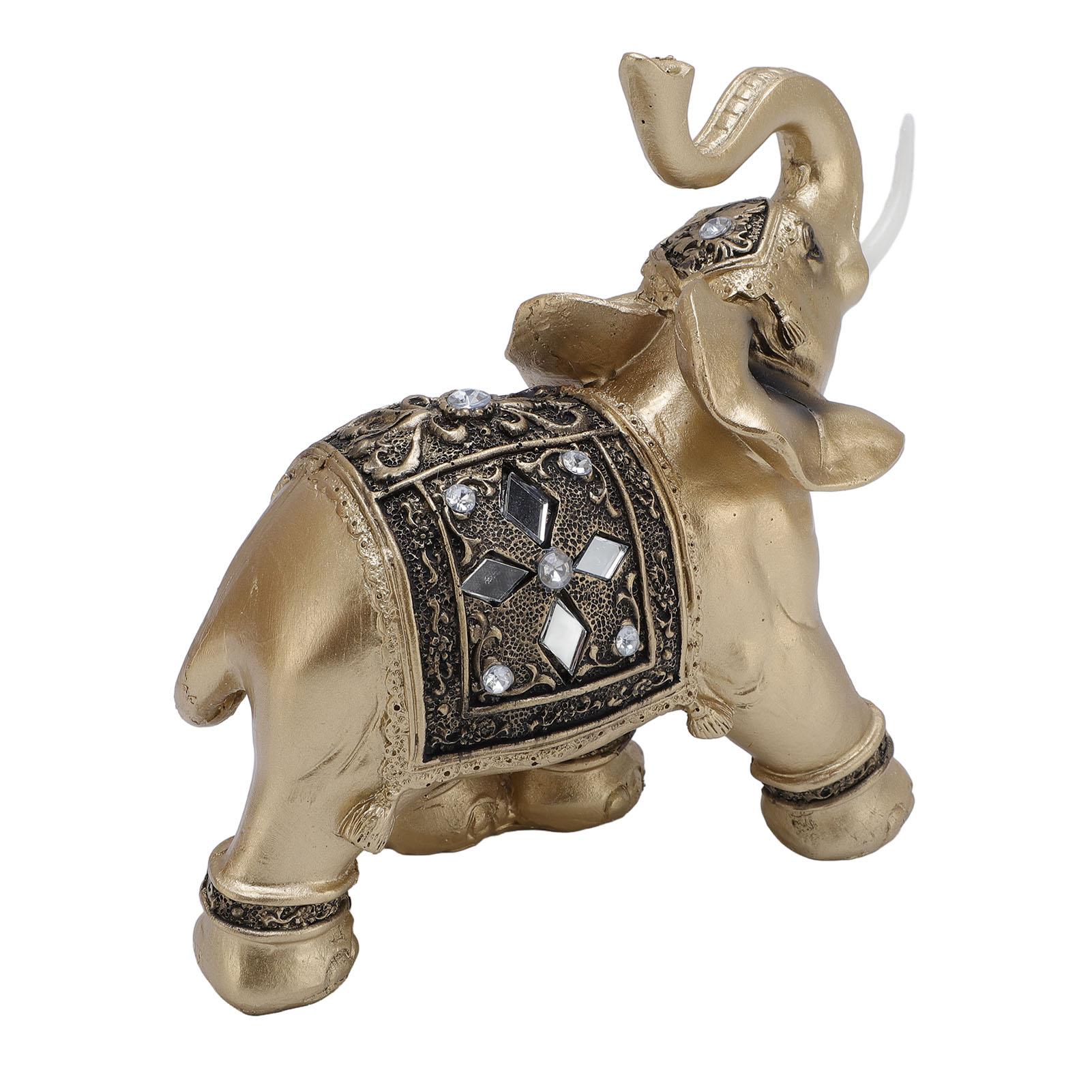 

Elephant Statue Ornament Resin Vibrant Details Elephant Sculpture 15x14cm for Living Room Wine Cabinet Home Decoration