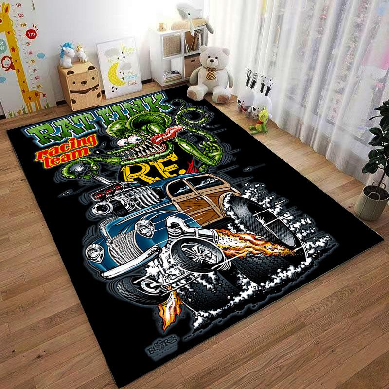 Rat Fink Racing Team Carpet suitable as a non-slip mat for the living room or bedroom sofa