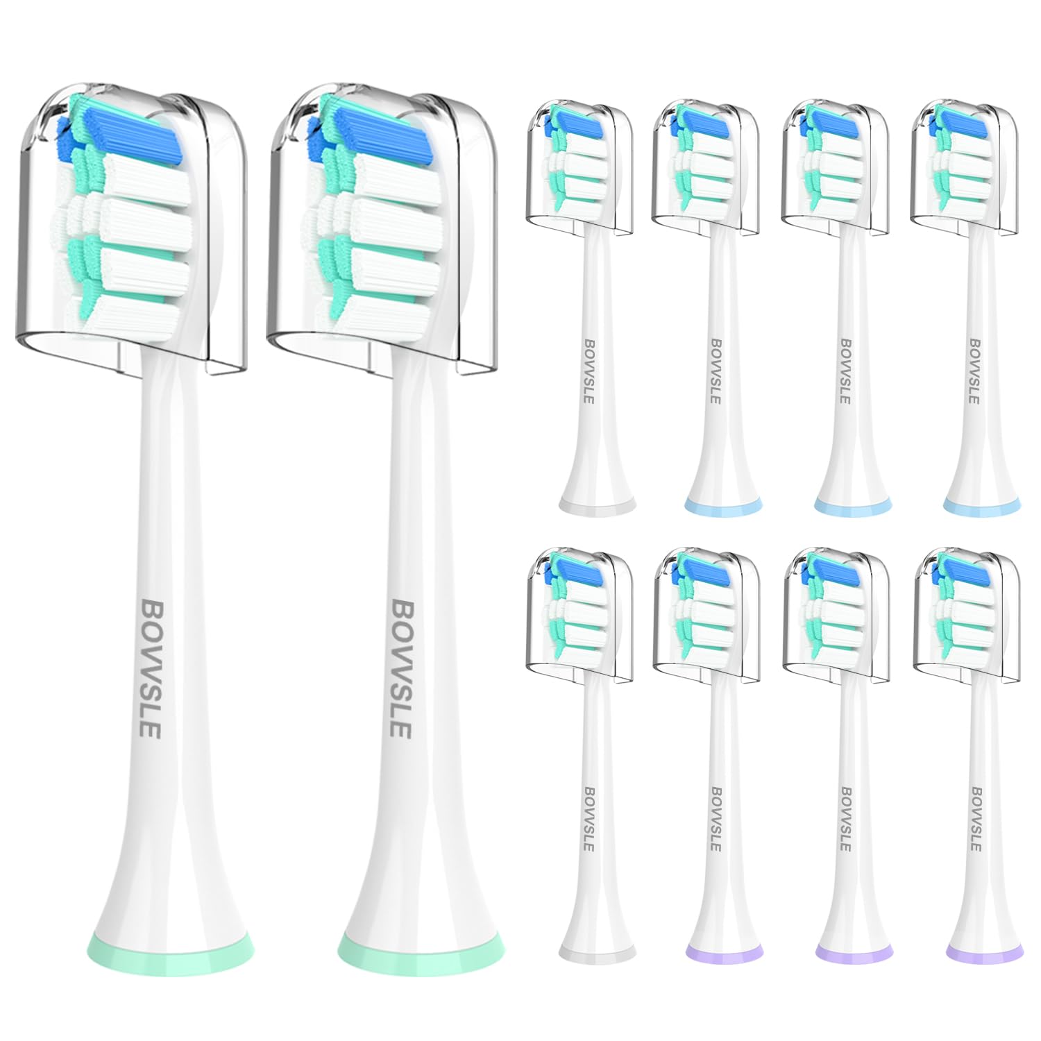 

BOVVSLE Electric Toothbrush Replacement Brushes for Philips Sonicare DiamondClean with White of [2025 Model] Cover, (Pack 10)