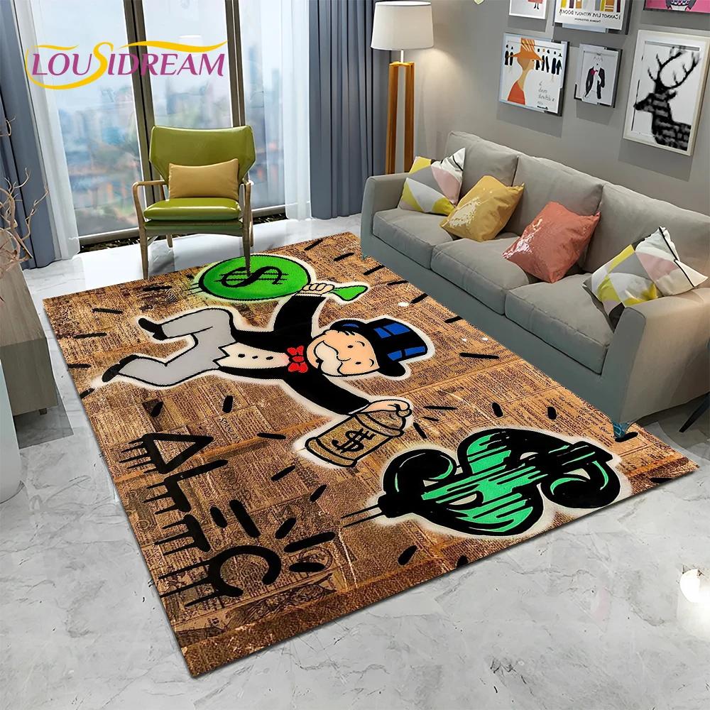 Retro Games Dollar Monopoly Cartoon Carpet Rug for Home Living Room Bedroom Sofa Doormat Decor,kids Area Rug Non-slip Floor Mat