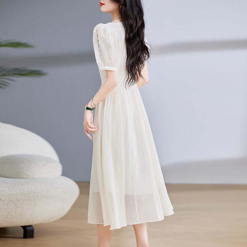 Elegant French Square Neck A-Line Midi Dress