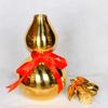 4/4.5 Inch Brass Gourd Statue Smooth with Cover Wealth Gourd Figurine Band Leaf Home Decor Copper Gourd Ornament Living Room