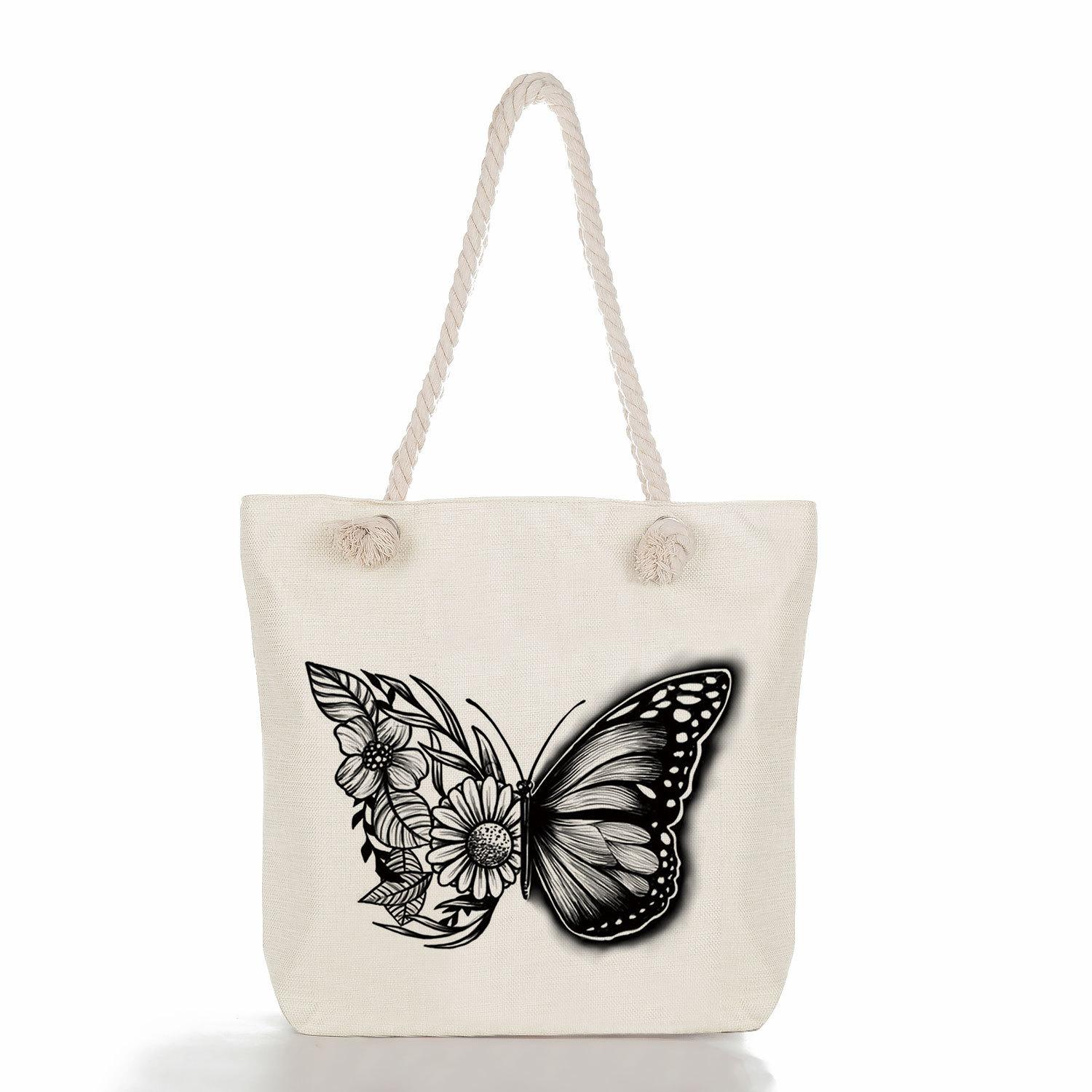 

Butterfly print thick rope single-shoulder beach bag 7300 KTB