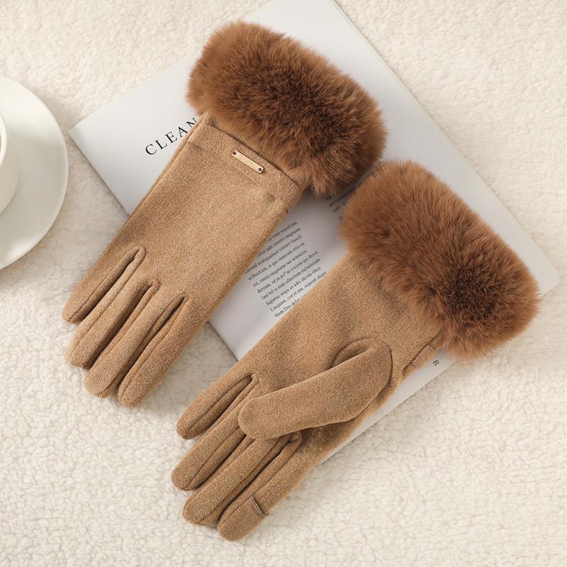 Warm gloves women's winter thickened fresh sheep's nun riding wool mouth cold outdoor windproof heat storage gloves