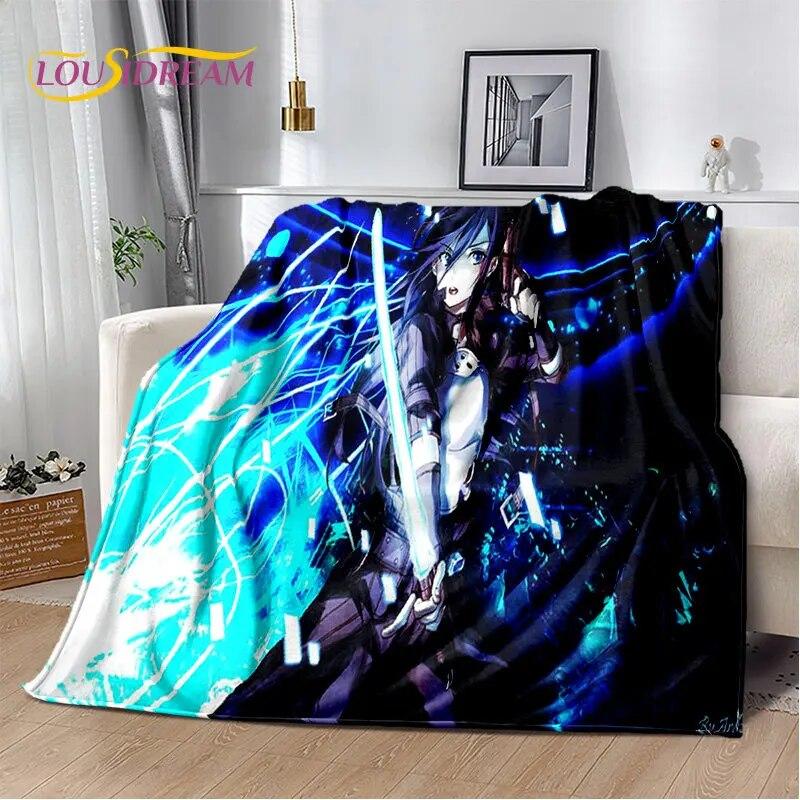 Sword Art Online SAO Anime Cartoon Soft Plush Blanket,Flannel Blanket Throw Blanket for Living Room Bedroom Bed Sofa Picnic Kids
