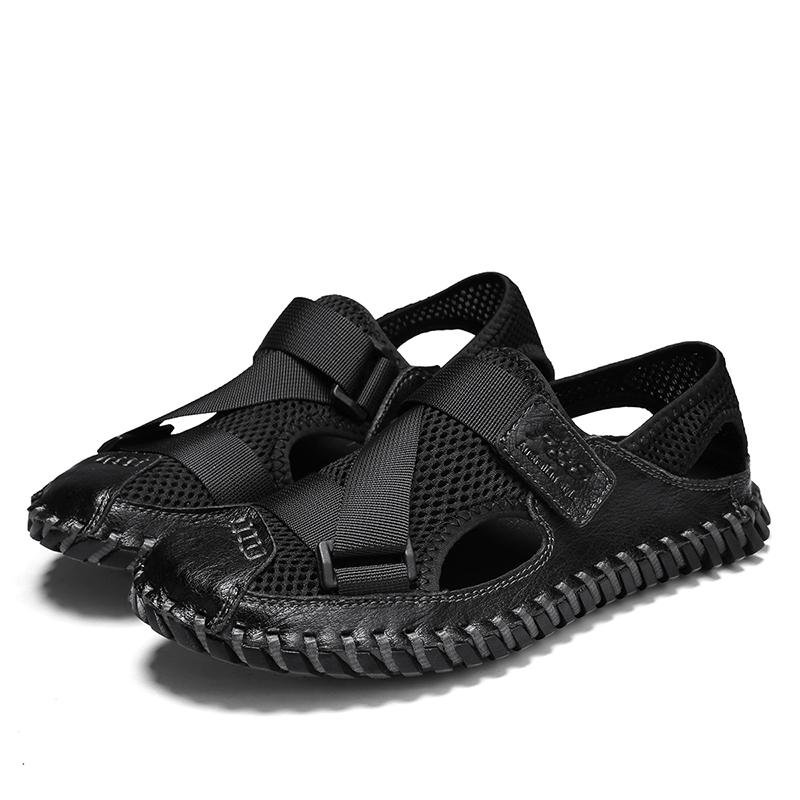 Mens Sandals Summer Designer Casual Roman Beach Shoes Male Outdoor Slippers Sport Leather Non-Slip Loafers Flats Plus Size 38-48