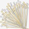 50pcs Stainless Steel Eye Head Pins Real Gold Plated PVD Accessories For Jewelry Making Supplies Handmade Bead Needle Connectors