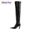 Western Women's Over the Knee High Boots Genuine Leather Heels Winter Shoes Ladies Black Brown Long Chelsea Boot Big Size 45