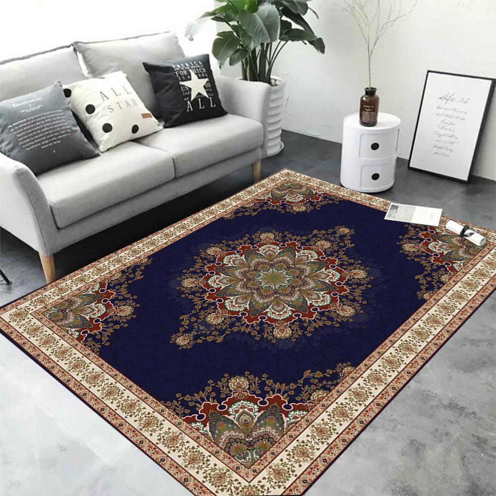 Boho Area Rugs Washable Vintage Modern Neutral Large Flannel Carpet for Dinning Room Living Room Bedroom Farmhouse Non Slip Mat