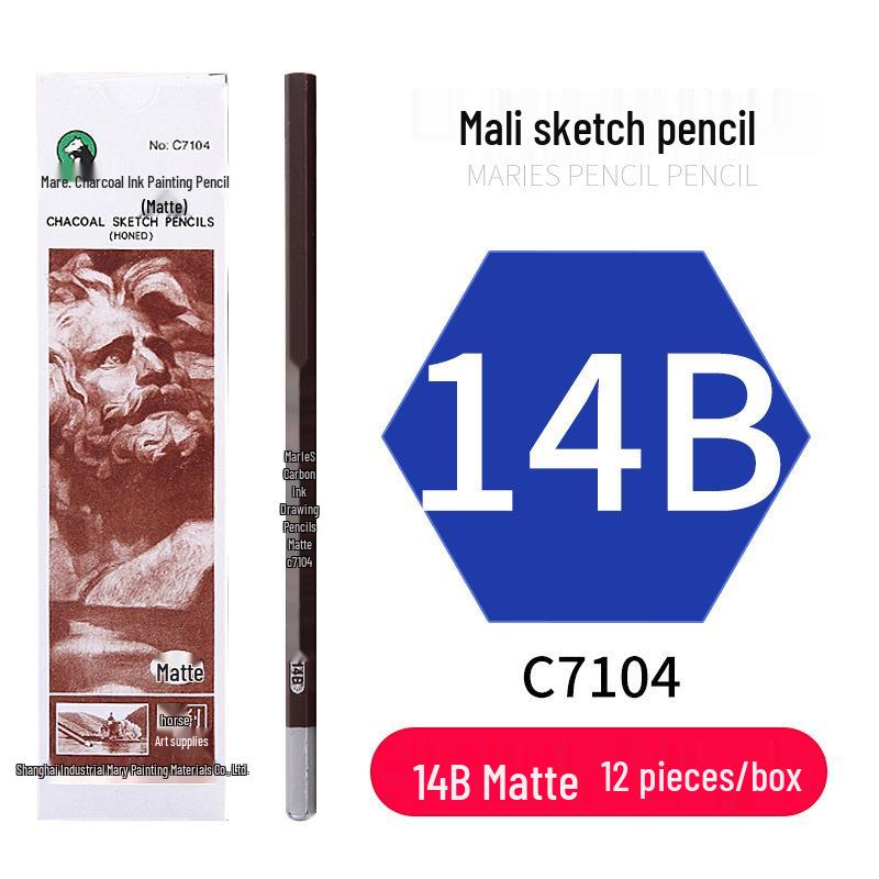 Mali Student Sketching & Drawing Pencil Set: Includes 2B, 4B, 14B soft, medium, hard, and charcoal pencils ideal for art exams.
