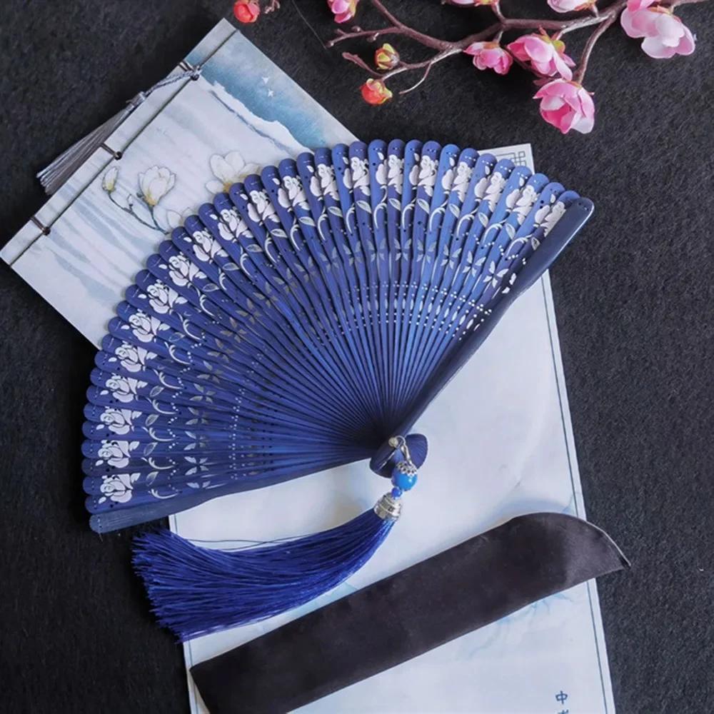 Chinese Style Japanese Classical Folding Fan Black Ancient Style Women's Folding Fan Portable Handmade Hand Fans Home Decoration