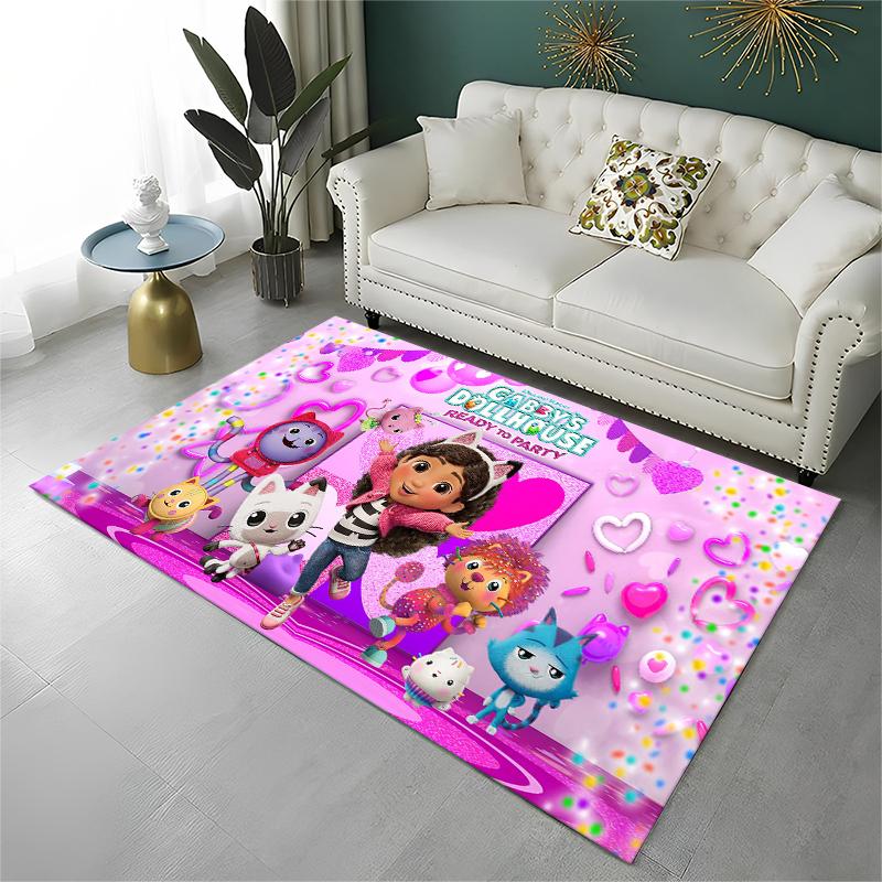 Cartoon Gabby Dollhouse Girl Carpet Rug for Playroom Bedroom Living Room Sofa Home Decor,kid Area Rug Non-slip Floor Mat Gift