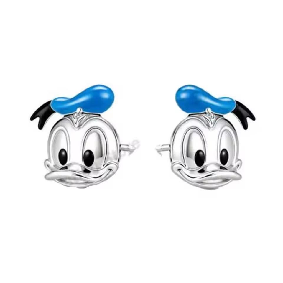 New 925 Silver Stitch Donald Duck Minnie Earrings With Zirconia Fashion High Quality Jewelry for Women Girls