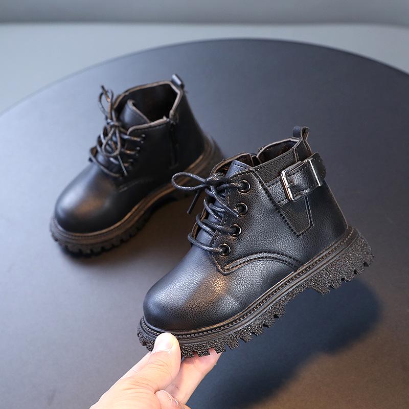 Kids' Autumn/Winter Retro Ankle Boots with Side Zipper - Boys' Martin, Girls' Soft Sole Leather Boots