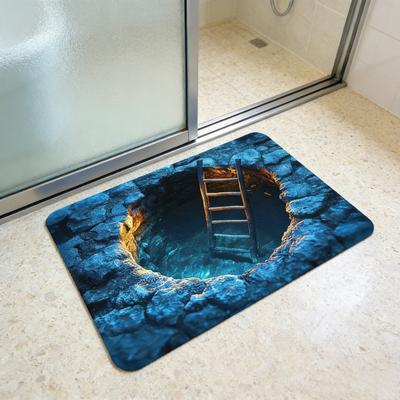 Yousheng Floor Mat 3D Visual Effect Non-Slip Floor Mat with Strong Water Absorption Quick Drying Bathroom Bedroom Living Room Camping Yoga Entrance