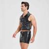 European & American Men's Patent Leather Vest and Shorts Set for Nightclub Performance