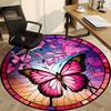 1pc Butterfly Stained Glass Chair Carpet for Office Non-Slip, Machine Washable Rug for Office, Room - Holiday Decor, Machine Made yy251016151