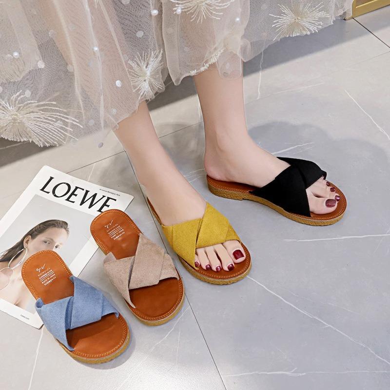 Slippers women's outer wear summer new 100, with beef tendon soft-soled sandals one-word beach shoes