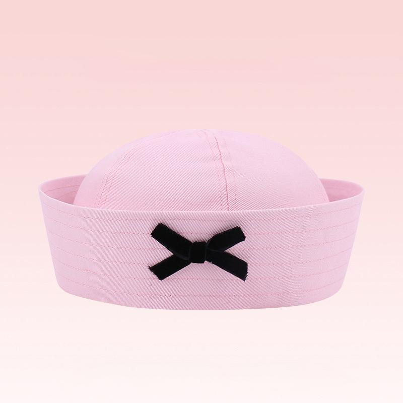 Striped Black Bow Decorative Sailor Hat Spring And Summer Dome Beret For Women'S