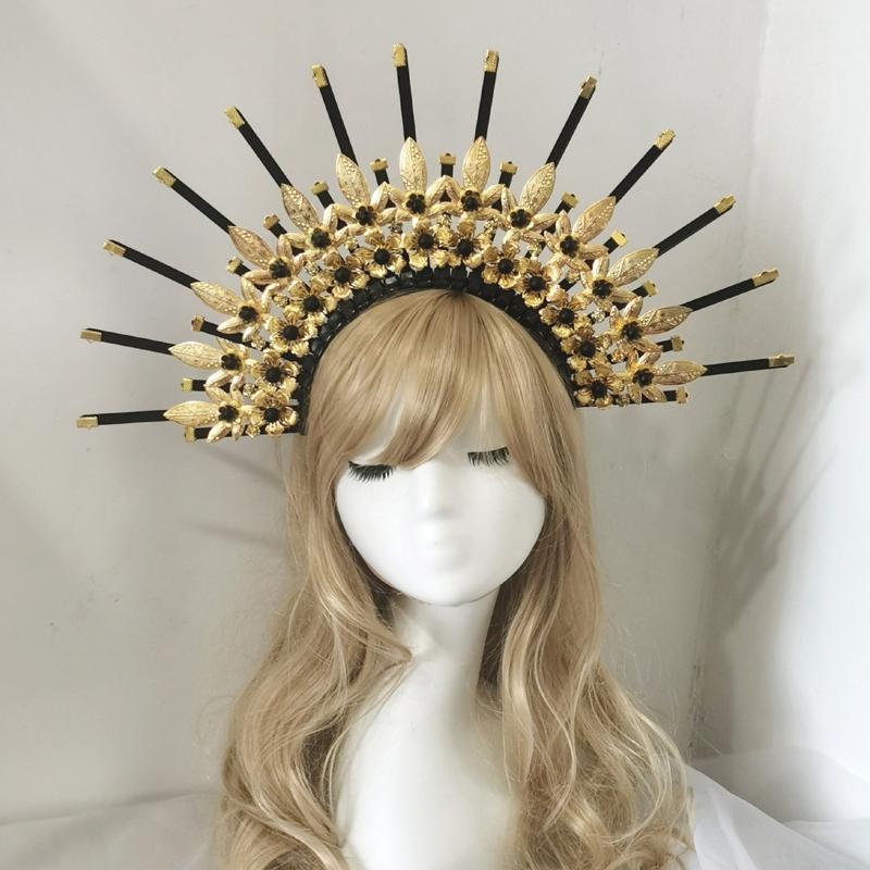 Krone Stirnband Heiligenschein Krone Kopfschmuck DIY Materialien Lolita Heiligenschein Krone Lolita Cosplay Zubehör für Barocke Diadem Kronen