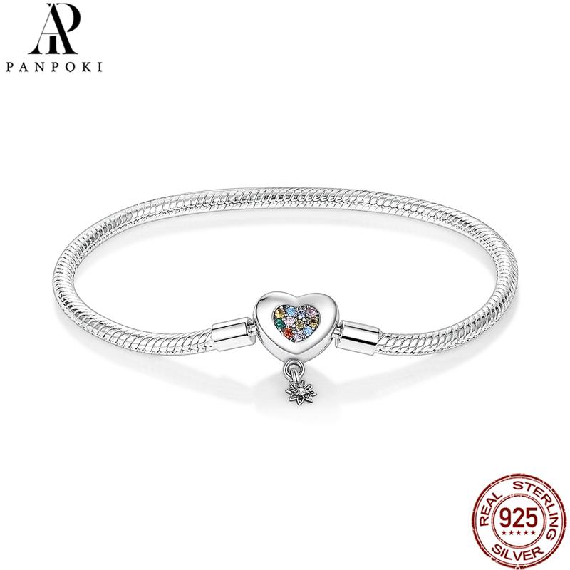 20 Style Original 17CM-20CM 925 Silver Snake Basic Bracelet Heart Moon Star Women DIY CZ Jewelry Fit Beads Charm