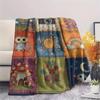 1Pc Retro Country Print Flannel Blanket, High quality Comfortable for All Seasons, Home Decor, Warmth and Comfort, Perfect for Christmas Gifts 70